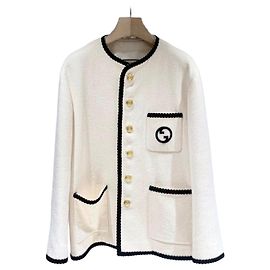 Gucci Embroidered Wool Tweed Jacket White