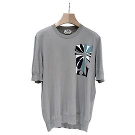 Hermès Mini Puzzle Floral Strick T-Shirt mit kurzen Ärmeln Braun