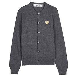Comme Des Garcons Cardigan mit goldenem Herz-Patch Braun