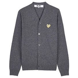 Comme Des Garcons Cardigan mit goldenem Herz-Patch Braun