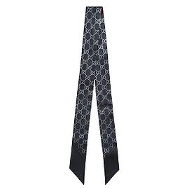 Gucci Seidenband-Schal mit schwarzem GG-Print Schwarz