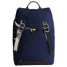 Dior Jet Flap Backpack Navy Blue Oblique Jacquard Blue