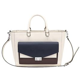 Tory Burch Mala Tote e Bolsa de Ombro em Saffiano Branco