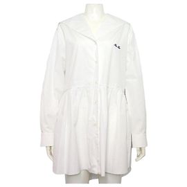 Miu Miu Initial Logo White Popeline-Kleid Weiß