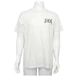 Dior Weißes Kurzarm-T-Shirt mit besticktem Logo Weiß