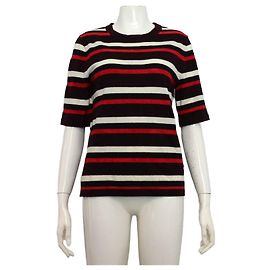 Chanel T-shirt de manga curta para mulher em mistura de lã multicolor Multicor