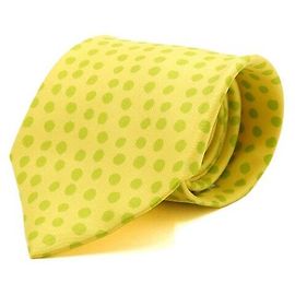 Hermès Yellow Green Dot Silk Tie Green