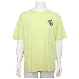 Hermès Gelbes Kurzarm-T-Shirt für Herren aus Leder mit Mini-Patch Gelb