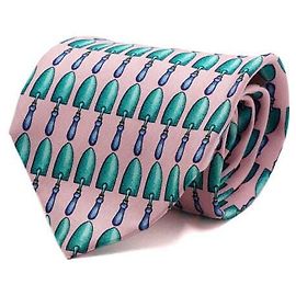 Gucci Pink Trowel Pattern Silk Tie Pink
