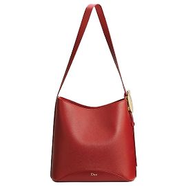 Dior Borsa a Secchiello Medallion Medium in Vitello Granulato Rosso Rosso