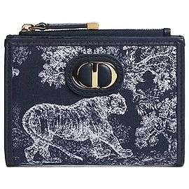 Dior Montaigne Dahlia Geldbörse Blue Toile de Jouy Reverse Jacquard Blau