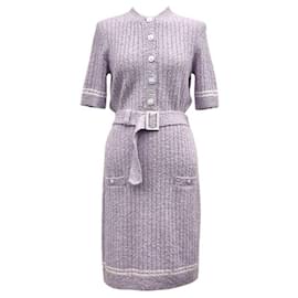 Chanel Strickkleid mit Gürtel Helllila Lila