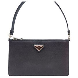Prada Mini borsa a tracolla in pelle Saffiano nera Nero