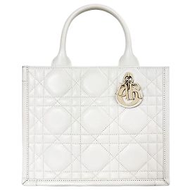 Dior Cannage Book Tote Small Leather White White