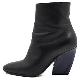 Dior Black Leather Silver CD Logo Women's Ankle Boots Black