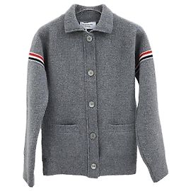 Thom Browne Wool Cashmere Cotton Loopback Work Jacket Light Gray Brown