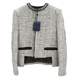 Louis Vuitton Low Tweed Boxy Jacke Silber