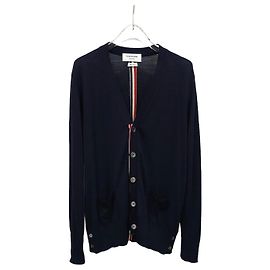Thom Browne Striped Wool Cardigan Navy Blue