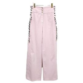 Chanel Tweed String Wide Pants Pink Pink