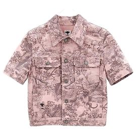 Dior Riviera Kurzarm-Twill-Denimjacke Rosa Pink