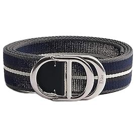Dior CD Icon Gürtel Drei-Ton Deep Blue Nylon Blau