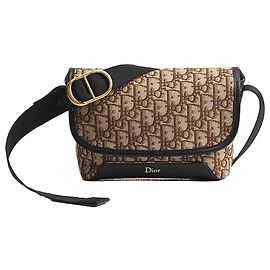 Dior Bolso Jet Flap Strap Mini Brown Oblique Jacquard Castaño