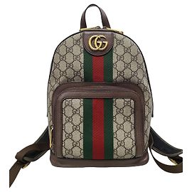 Gucci Beige GG Supreme Web Ophidia Small Backpack Brown