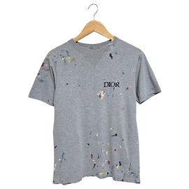 Dior Paint Splatter Short Sleeve T-Shirt Brown