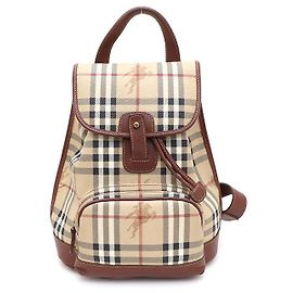 Burberry Classic Haymarket Check Pocket Drawstring Backpack Brown