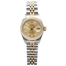 Rolex Orologio Combi da donna Datejust con diamanti originali e quadrante champagne gold D'oro