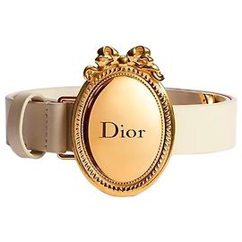Dior Medallion Gürtel Cream aus glattem Kalbsleder Weiß