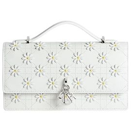 Dior My Bag Mini White Daisy Embroidery Cannage Lambskin White