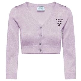 Prada Kurzes Lurex-Cardigan Lila