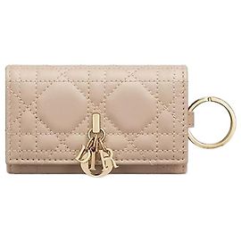 Dior Custodia per chiavi Aster Powder Beige in pelle di agnello canage Marrone