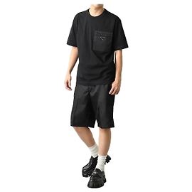 Prada T-shirt de manga curta em algodão com bolso de nylon Multicor