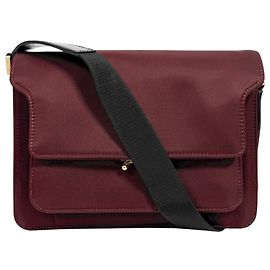Marni Borsa a tracolla Trunk in nylon Saffiano Burgundy Medium Rosso