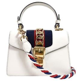 Gucci Ophidia Sylvie Top Handle Two-Way Tote Shoulder Bag Mini White White