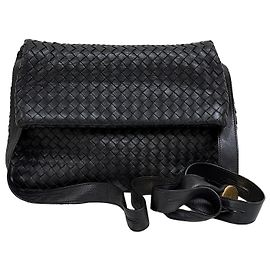 Bottega Veneta Intrecciato Shoulder Bag Black Black
