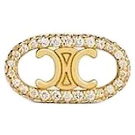 Céline Myion Triomphe Diamond Studs Yellow Gold White Diamond Ohrstecker Weiß