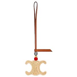 Céline Triomphe Charm Raffia Natural Calfskin Natural Tan Brown