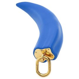 Céline Piccolo ciondolo a corno in resina, pelle e ottone finitura oro, blu e oro Blu