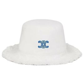 Céline Chapéu Bucket Triomphe em sarja de algodão White Branco