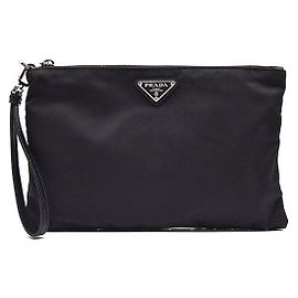 Prada Clutch Re-Nylon Tessuto Strap Nero