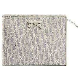 Dior Pouch Latte Grey Oblique Jacquard Castaño