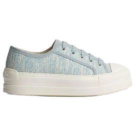 Dior Oblique Washed Linen Plateausneaker White Sky Blue Blau