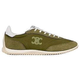 Céline Sapatilhas Racer Nylon, Camurça Vitelo Vitelo Olive Verde