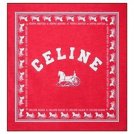 Céline Bandana in cotone rosso/bianco Rosso