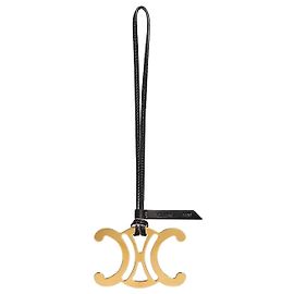 Céline Maxi Triomphe Charm Metal Soft Lambskin Black Black
