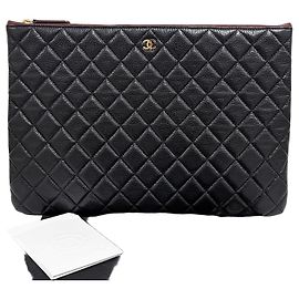 Chanel Clutch Caviar Classic Gold CC Logo Nera Nero