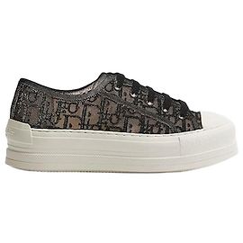 Dior Walk and Platform Sneaker aus Mesh mit schwarzer Oblique-Stickerei Schwarz